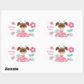 Pink Ladybug Girl Kinderen Birthday Party Ovale Sticker (Vel)