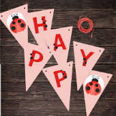 Pink Ladybug Happy Birthday Banner