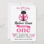 Pink Ladybug Polka Dots Girls Birthday Kaart (Voorkant)