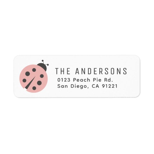 Pink Ladybug Return Address Etiket (Voorkant)