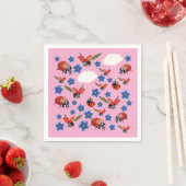Pink Ladybugs Cute Spring Napkins Servet (Insitu)