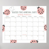 Pink Ladybugs Guess The Due Date Calendar Poster (Voorkant)