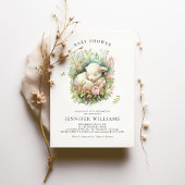 Pink Lamb Baby shower Girl Uitnodigingen