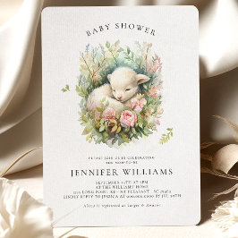 Pink Lamb Baby shower Girl Uitnodigingen