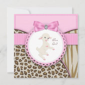 Pink Lamb Baby shower Kaart (Voorkant)