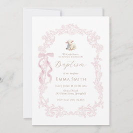 Pink Lamb Elegant Christian Girl Baptism Kaart