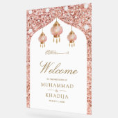 Pink Lantern Rose Gold Muslim Wedding Welcome Acryl Bord (Hoek)