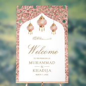 Pink Lantern Rose Gold Muslim Wedding Welcome Acryl Bord (Neutraal)
