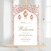 Pink Lantern Rose Gold Muslim Wedding Welcome Acryl Bord