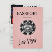 Pink Las Vegas Passport Bewaar de datum Save The Date (Voorkant / Achterkant)