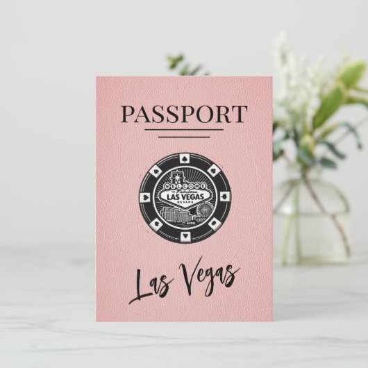 Pink Las Vegas Passport Bewaar de datum Save The Date (Staand voorkant)