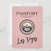 Pink Las Vegas Passport Wedding Kaart (Achterkant)