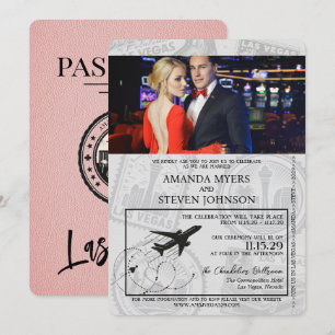 Pink Las Vegas Passport Wedding Kaart