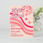 Pink Last Disco 70's Retro Bachelorette Weekend Kaart (Staand voorkant)