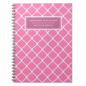 Pink Lattice Pattern Cute Name Custom Notitieboek (Voorkant)