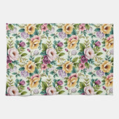 Pink Lavender and Yellow Chinoiserie Flowers Theedoek (Horizontaal)