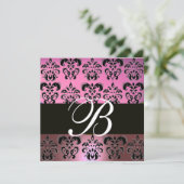 PINK LAVENDER BLACK, PAARSE DAMASKMONOGRAM, wit Kaart (Staand voorkant)