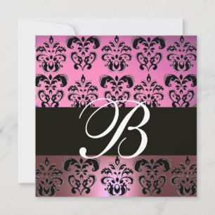 PINK LAVENDER BLACK, PAARSE DAMASKMONOGRAM, wit Kaart