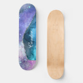 Pink Lavender Blauwgroen en Silver Glitter Persoon Persoonlijk Skateboard (Voorkant)