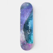 Pink Lavender Blauwgroen en Silver Glitter Persoon Persoonlijk Skateboard (Voorkant)