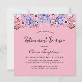 Pink Lavender Floral Retirement Dinner Kaart (Voorkant)