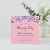 Pink Lavender Floral Retirement Party Kaart (Staand voorkant)
