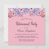 Pink Lavender Floral Retirement Party Kaart (Voorkant)
