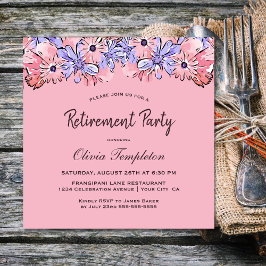 Pink Lavender Floral Retirement Party Kaart