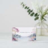 Pink Lavender Floral Serene Landscape Watercolor Visitekaartje (Staand voorkant)