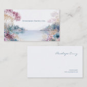 Pink Lavender Floral Serene Landscape Watercolor Visitekaartje (Voorkant / Achterkant)