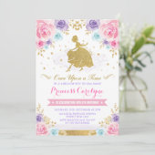 Pink Lavender Gold Princess Cinderella Birthday Kaart (Staand voorkant)