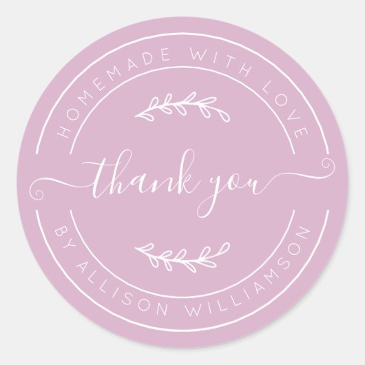 Pink Lavender Homemade Thank You Label (Voorkant)