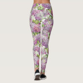 Pink Lavender Hydrangea Floral Pattern Leggings (Achterkant)