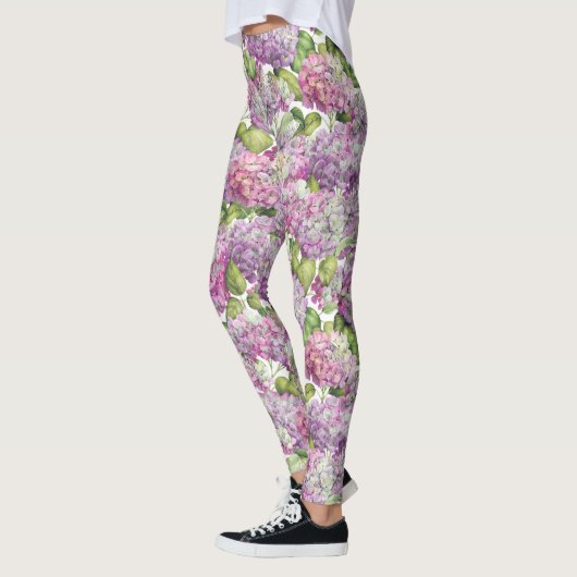 Pink Lavender Hydrangea Floral Pattern Leggings (Links)