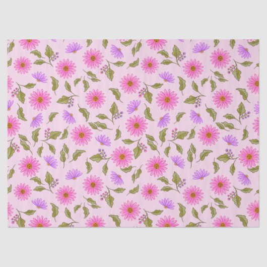 Pink Lavender Lacy Daisy Tissue Paper Tissuepapier (Voorkant)