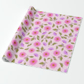 Pink Lavender Lacy Daisy Wrapping Paper Cadeaupapier (Uitgerold)
