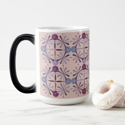 Pink Lavender MidCentury Modern Morphing Mug Magische Mok (Met donut)