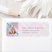 Pink & Lavender Plaid Teddy Bear Retouradres Etiket (Insitu)