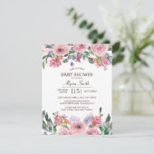 Pink Lavender Waterverf Spring Floral Baby shower Kaart (Staand voorkant)