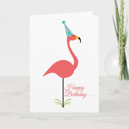 Pink Lawn Flamingo Happy Birthday voor een stijlvo Kaart (Voorkant)