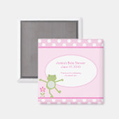 Pink Leap Frog Baby shower Magnet Favor (Voorkant / Achterkant)