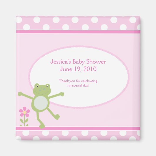 Pink Leap Frog Baby shower Magnet Favor (Voorkant)