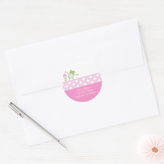 Pink Leap Frog Retouradres Stickers (Envelop)