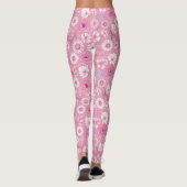 Pink leggings with white rose and daisy pattern (Achterkant)
