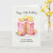 Pink Lemon Cake Cousin 60e verjaardag Groet Kaart (Gele Bloem)