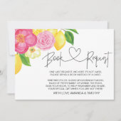 Pink Lemon Floral Baby shower Boek Aanvraag Kaarte Kaart (Voorkant)