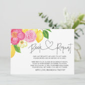 Pink Lemon Floral Baby shower Boek Aanvraag Kaarte Kaart (Staand voorkant)