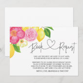 Pink Lemon Floral Baby shower Boek Aanvraag Kaarte Kaart (Voorkant / Achterkant)