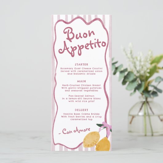 Pink Lemon Girls Baby Shower  Menu (Staand voorkant)