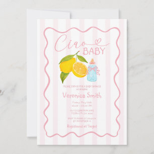 Pink Lemon Italië Ciao Baby shower Uitnodigen Kaart